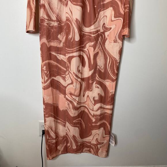 ASOS DESIGN Structured Pink Swirl Print Maxi Dress Seam Detail Size 12 - Picture 4 of 8